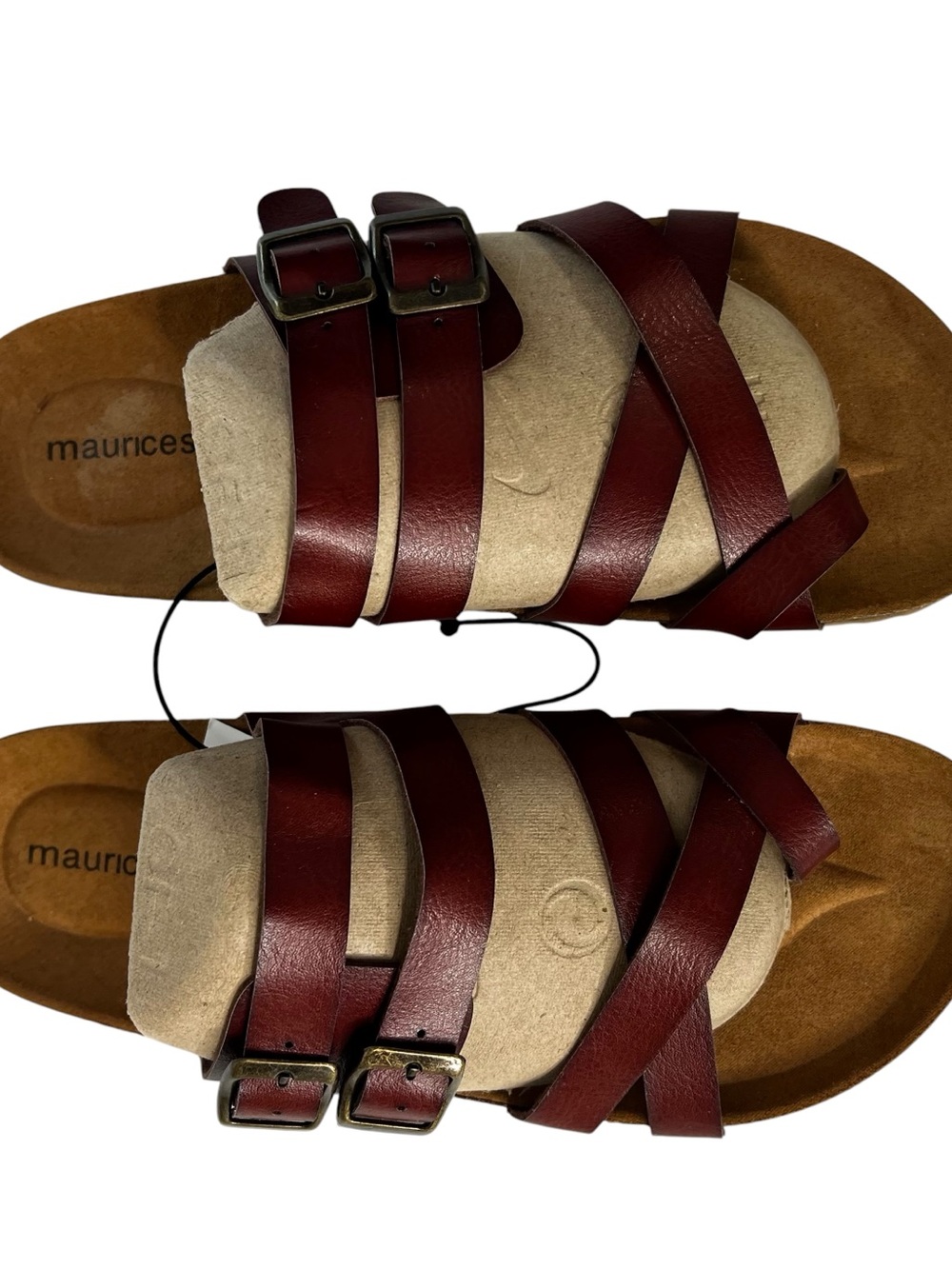 Maurices Brown Leather Strappy Buckle Comfort Sandals Sz 8 All Man-Made Material - Picture 7 of 12